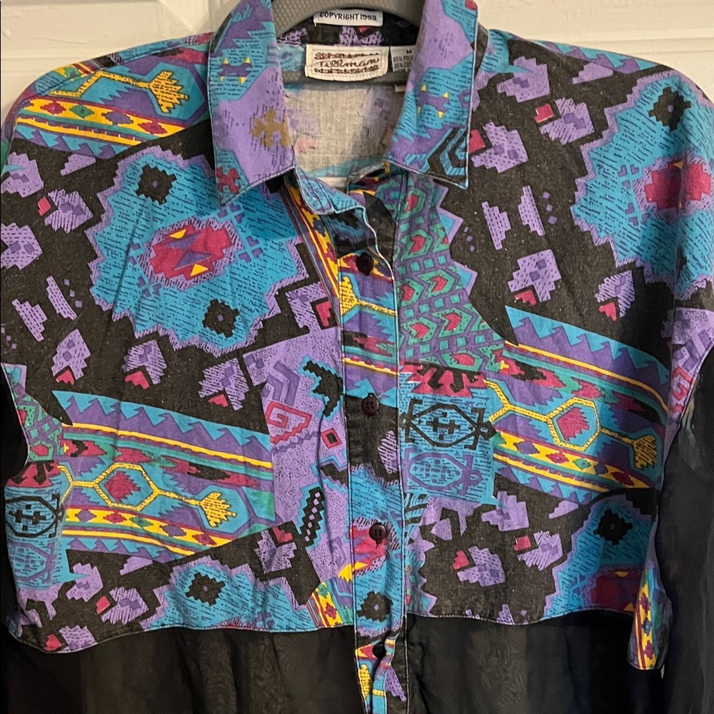 Vintage Multicolor Button Down Shirt - Picture 5 of 6